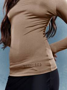 MISSGUIDED Y2K futuristiskt monterad båthals långärmad T-shirt - Brun - Visa 3