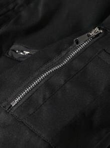 Manfinity LEGND Men's Casual Bomber Jacket, Solid Color Outdoor Workwear Jacket - Black - View 6