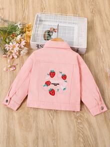 Chaqueta informal y de moda para niñas con bordado de fresa, primavera/otoño - Rosa - Ver 2