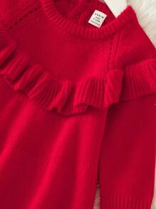 Vestido de suéter rojo para bebé niña, suave y cómodo, adecuado para Navidad, fiesta de Año Nuevo, Halloween, se puede usar dentro o fuera - Rojo - Ver 7