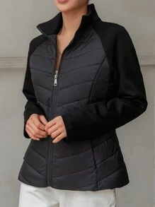 DAZY Quilted Thick Warm Fitted Jacket Padded Coat For Women, Winter,Winter Women Clothes,Padded Coat Women - Black - View 9