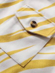 ROMWE MEN Street Life Men's Spring Autumn Zebra Pattern Long Sleeve Cargo Pocket Casual Jacket - Yellow - View 8