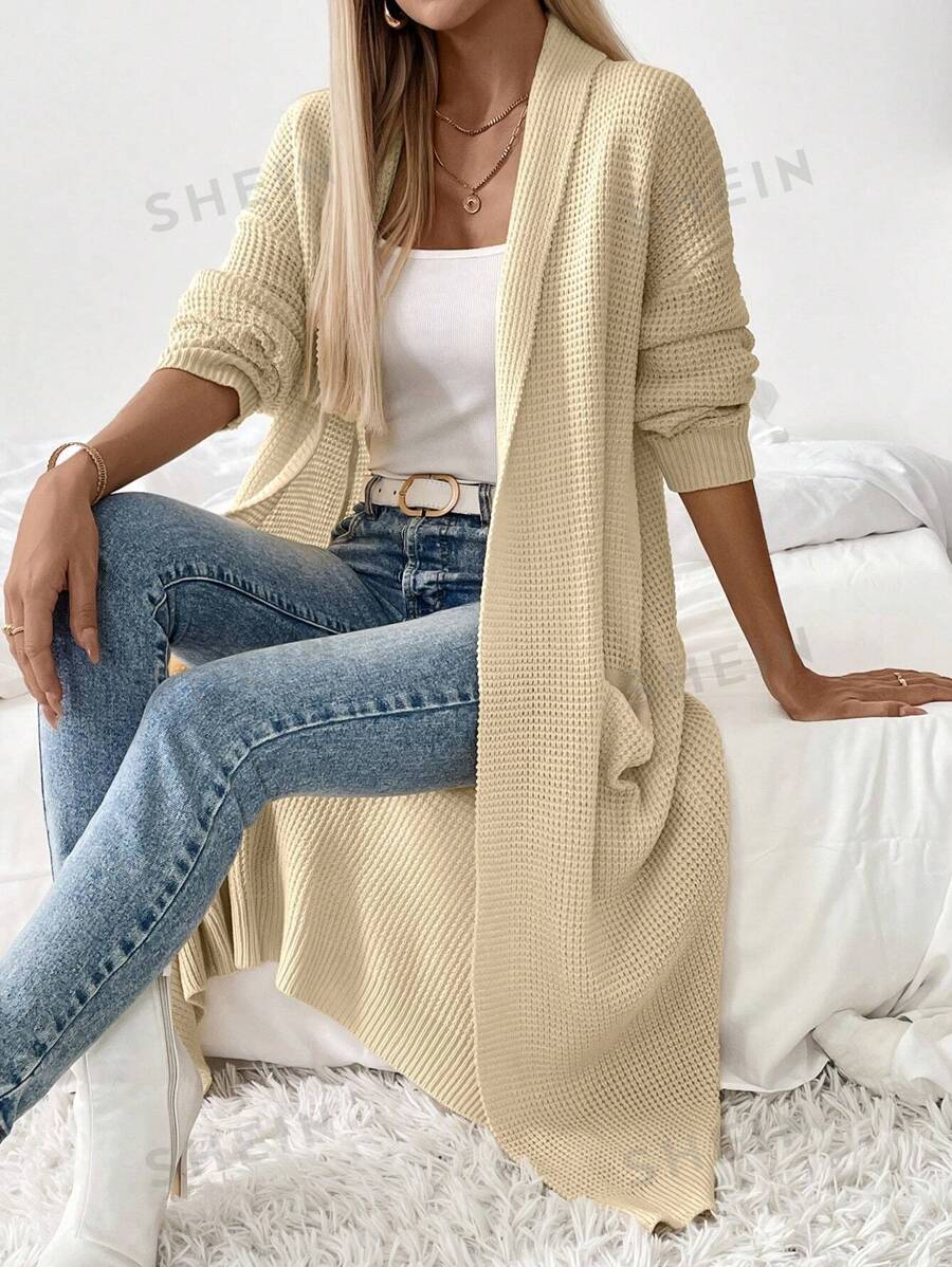 SHEIN LUNE Cárdigan de manga larga minimalista de unicolor para mujer