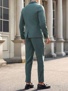 Calvornis Men Solid Color Long Sleeve Suit Set