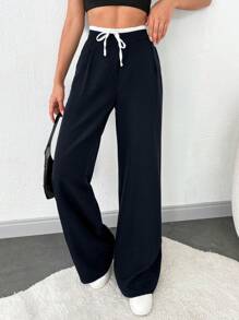 SHEIN Tall TALL WOMEN BOTTOM  AND  COMFORT PANT - Navy Blue - View 4