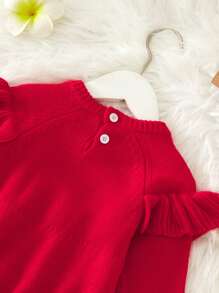 Vestido de suéter rojo para bebé niña, suave y cómodo, adecuado para Navidad, fiesta de Año Nuevo, Halloween, se puede usar dentro o fuera - Rojo - Ver 8