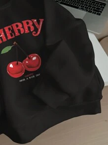 SHEIN Sweat-shirt ample à manches longues, col rond, épais, style casual simple, convenant pour l'automne et l'hiver, destiné aux adolescentes