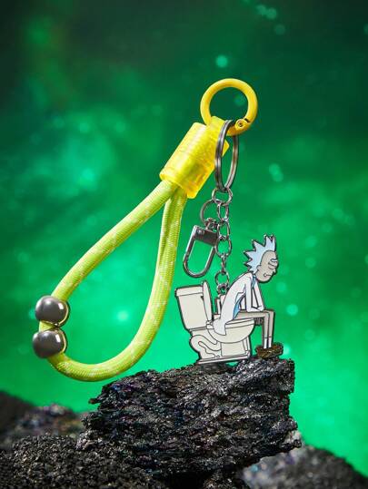Rick and Morty X SHEIN Cartoon Pattern Keychain Bag Charm, Wristband