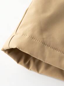 Manfinity Homme 男士保暖内衬抽绳腰长款休闲风衣，秋冬款 - 卡其色 - 查看 4