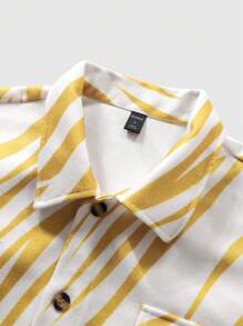 ROMWE MEN Street Life Men's Spring Autumn Zebra Pattern Long Sleeve Cargo Pocket Casual Jacket - Yellow - View 5