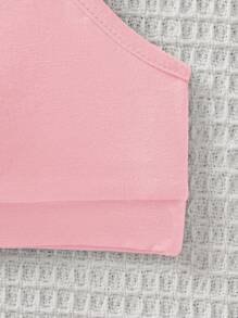 SHEIN 3pcs/Set Tween Girl Minimalist Comfortable Ruched V-Neck Breathable Soft Underwear Set, Includes Removable Padded Cups & Adjustable Straps