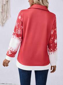 SHEIN LUNE 女士印花半拉链套头衫秋季卫衣 - 彩色 - 查看 2