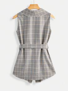 SHEIN Clasi 女士优雅纹理格子无袖夹克 - 彩色 - 查看 4