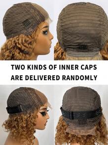 Pelucas rizadas color miel rubio con cierre de encaje 4x4 de 24 pulgadas de densidad 150% de cabello humano de color 30# para mujeres - S30 - Ver 5