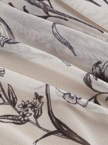 SHEIN MOD 大码女式花卉印花吊带背心，秋季无袖上衣，适合夏季 - 黑與白 - 查看 3