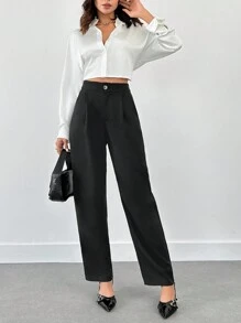 RueChic 女士中腰红色舒适裤 - 紅色 - 查看 7