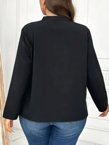 SHEIN LUNE Plus Size Solid Color Sequin Decorated Long Sleeve Casual Shirt