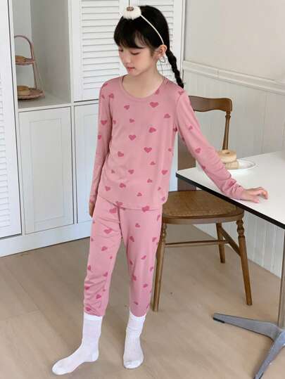 DAZY 2 件套青少年女孩秋季全印花圆领服装，返校服装