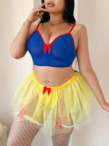 5pcs/Set Halloween Princess Style Mesh Bow Colorblock Sexy Cosplay Costume - Multicolor - View 5