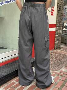 DAZY 2 件套女士休闲阔腿裤套装 - 灰色 - 查看 2