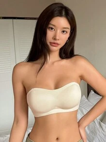 DAZY Women Removable Transparent Strap Strapless Bra Without Wire - White - View 7