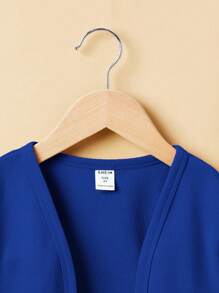 SHEIN Young Girl Solid Color Knitted Cardigan Jacket, Long Sleeves,In Fall/Winter