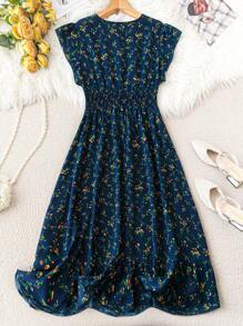 SHEIN Unity 大码女式碎花 V 领波西米亚风连衣裙，配有短袖，非常适合夏季度假女士装 - 彩色 - 查看 2