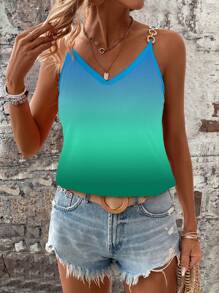 SHEIN LUNE 女士夏季渐变色块金属链肩带吊带背心 - 彩色 - 查看 4