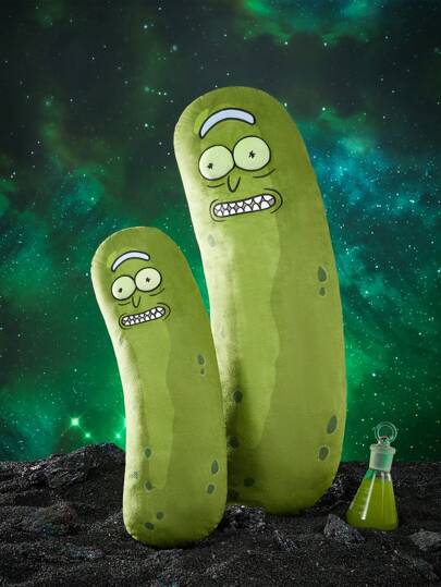 Rick and Morty X SHEIN Funny Cartoon Embroidered Cucumber Shape Throw Pillow