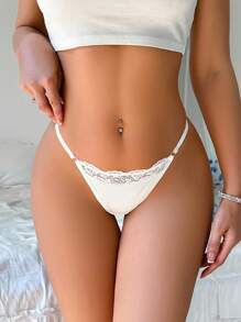 Quần lót dây ren nữ G-String - trắng - Xem 2