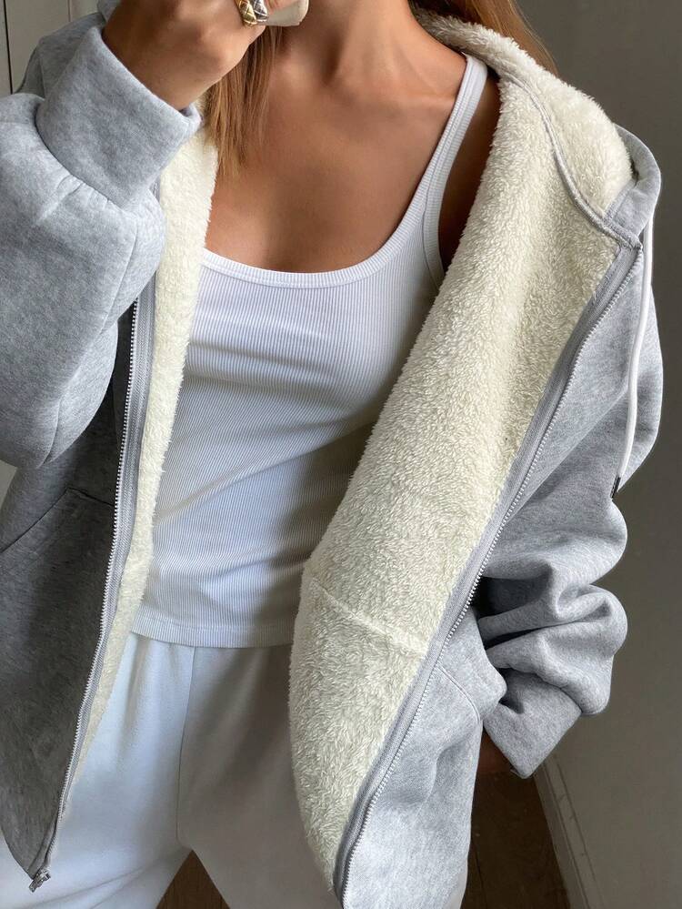 Sweat-shirt-shirt ample et ample en polaire pour femmes, veste doublée thermique, hiver