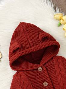 SHEIN Vintaside Kids 男婴简约休闲纯色连帽连体衣