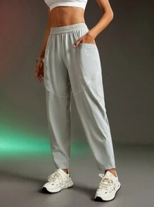 Streetz SHEIN Sport Women's Solid Color Pocket Minimalist Sweatpants, Casual Everyday - Mint Green - View 6