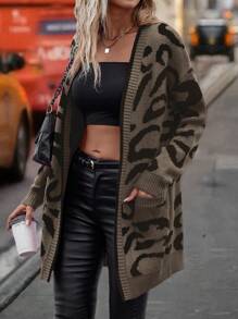 SHEIN LUNE 女式长袖开衫，图案简约，日常休闲装 - 彩色 - 查看 3