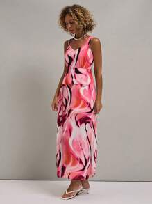 SHEIN Unity Váy in họa tiết toàn thân dây rộng cho nữ, mặc thường ngày - Nhiều màu - Xem 4