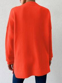 EURMUSE V Neck Drop Shoulder Sweater - Orange - View 2