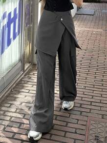 DAZY 2 件套女士休闲阔腿裤套装 - 灰色 - 查看 1