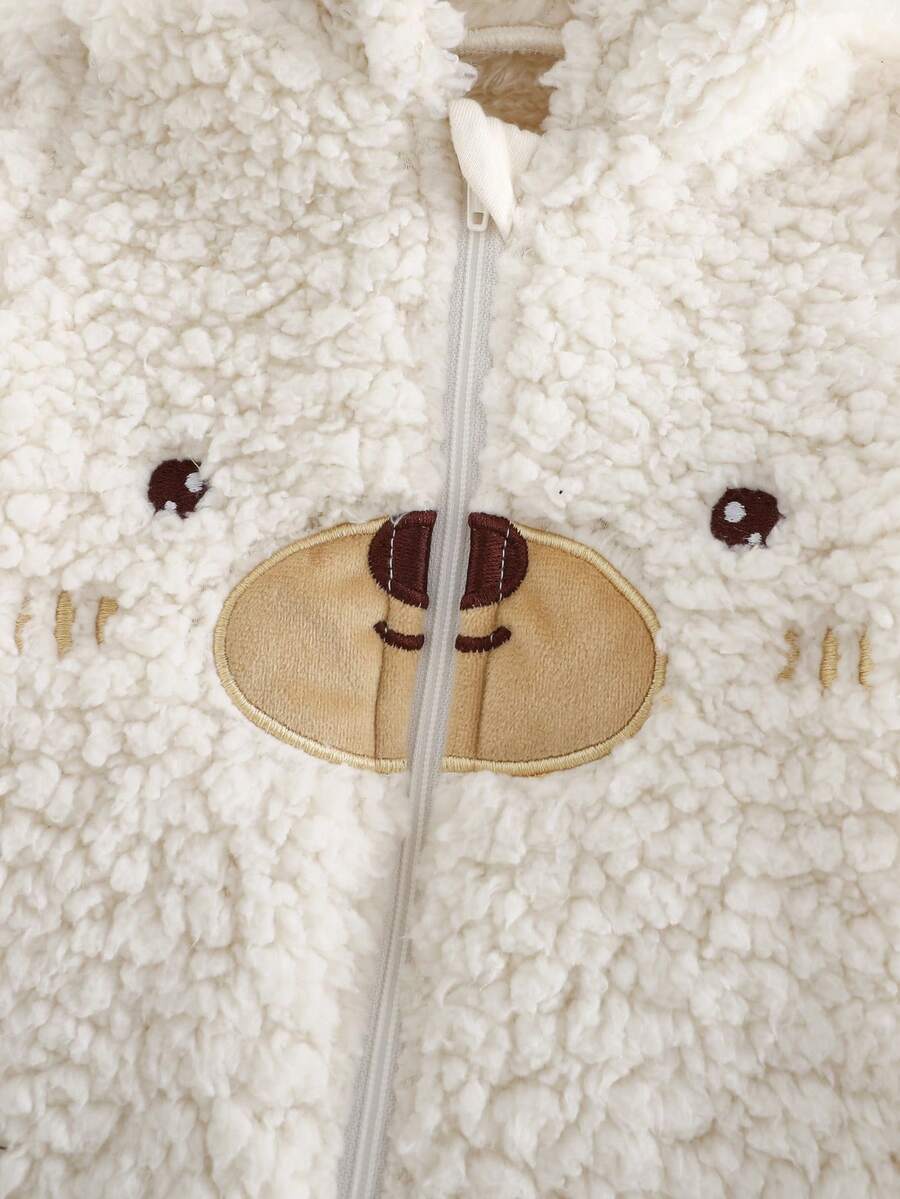 Cozy Pixies Newborn Baby Boy Teddy Bear Pattern Hooded Thicken Long
