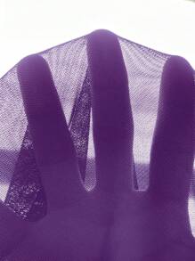 SHEIN LUNE Women's Solid Color Sheer Short Sleeve Jacket - Violet Purple - View 7