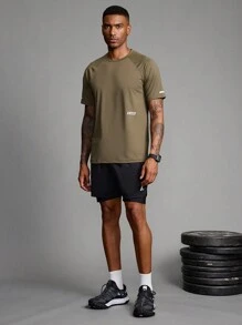 Gym Rark Boyfriend Style Men's Solid Color Front Tie Printed Minimalist Sports Shorts, Casual Daily Wear Back To School Gym Clothe Hiking Sweat Pants - Baby Blue - View 3