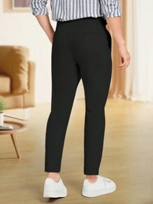 Manfinity Mode Men Solid Slant Pocket Suit Pants - Black - View 2