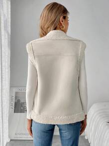 SHEIN LUNE Áo khoác nữ cổ bẻ màu be có khóa kéo cho mùa thu/đông - Màu be - Xem 2