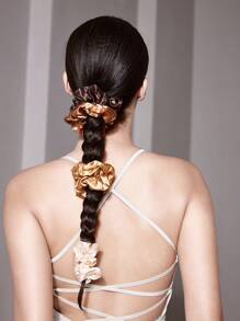 SHEIN MOD 4 件/包女士可爱日常发圈，适合度假、婚礼、学校发带马尾辫固定器发圈发绳 - 咖啡 - 查看 10