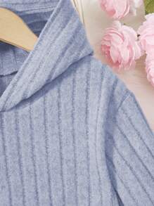 SHEIN 2 件套 Tween 女童罗纹连帽不对称下摆 T 恤和紧身裤套装