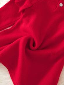 Vestido de suéter rojo para bebé niña, suave y cómodo, adecuado para Navidad, fiesta de Año Nuevo, Halloween, se puede usar dentro o fuera - Rojo - Ver 3