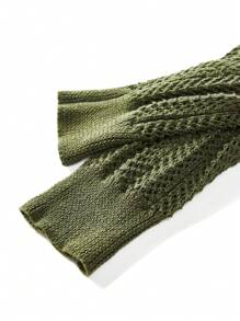 Manfinity VCAY Áo len dệt kim cổ tròn khoét lỗ dáng ôm màu xanh lá cây cho nam, dành cho mùa thu đông - màu xanh lá - Xem 11