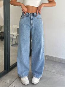 RueChic HIGH RISE WIDELEG CUT LOOSE FIT Y2K JEAN - Medium Wash - View 4