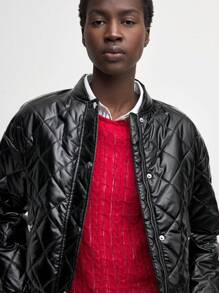 BizChic 女士休闲黑色短款飞行飞行员夹克秋季女装 - 黑色 - 查看 6