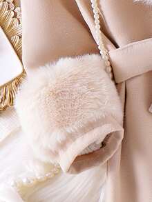 SHEIN Elladie kids 少女毛绒领子大衣，温暖又可爱