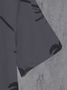 Manfinity RSRT Bộ 2 áo sơ mi tay ngắn in hình cây cọ đi nghỉ mát cho nam và quần short cạp rút dây - Xám - Xem 3